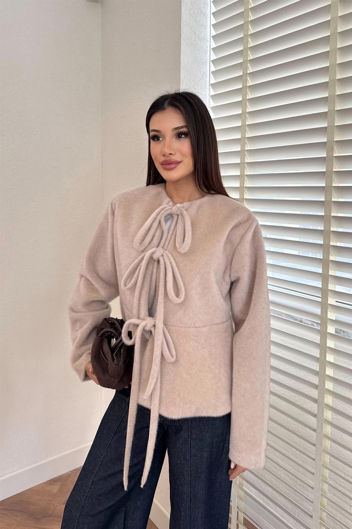 Önden bağlamalı Kimono Ceket - TAŞ