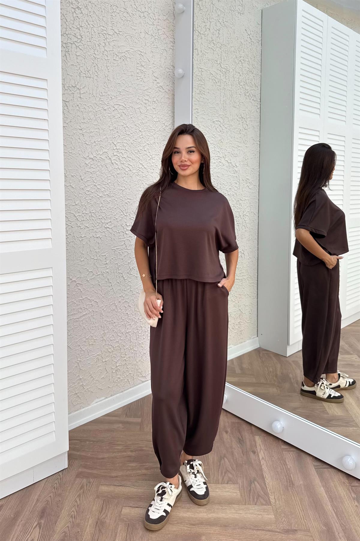 Oysho Tişört Pantolon Takım - KAHVE