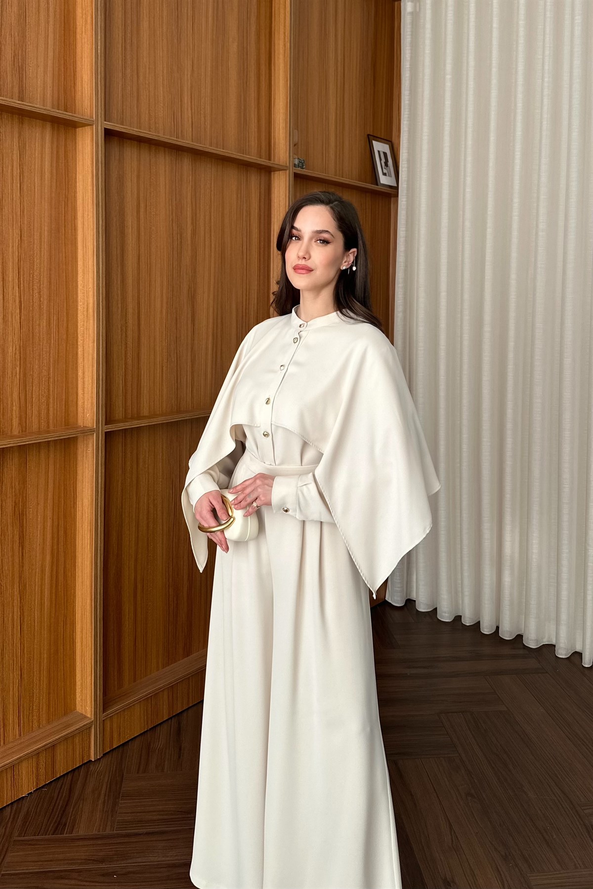 Pelerin Detaylı Pantolon Takım - TAŞ