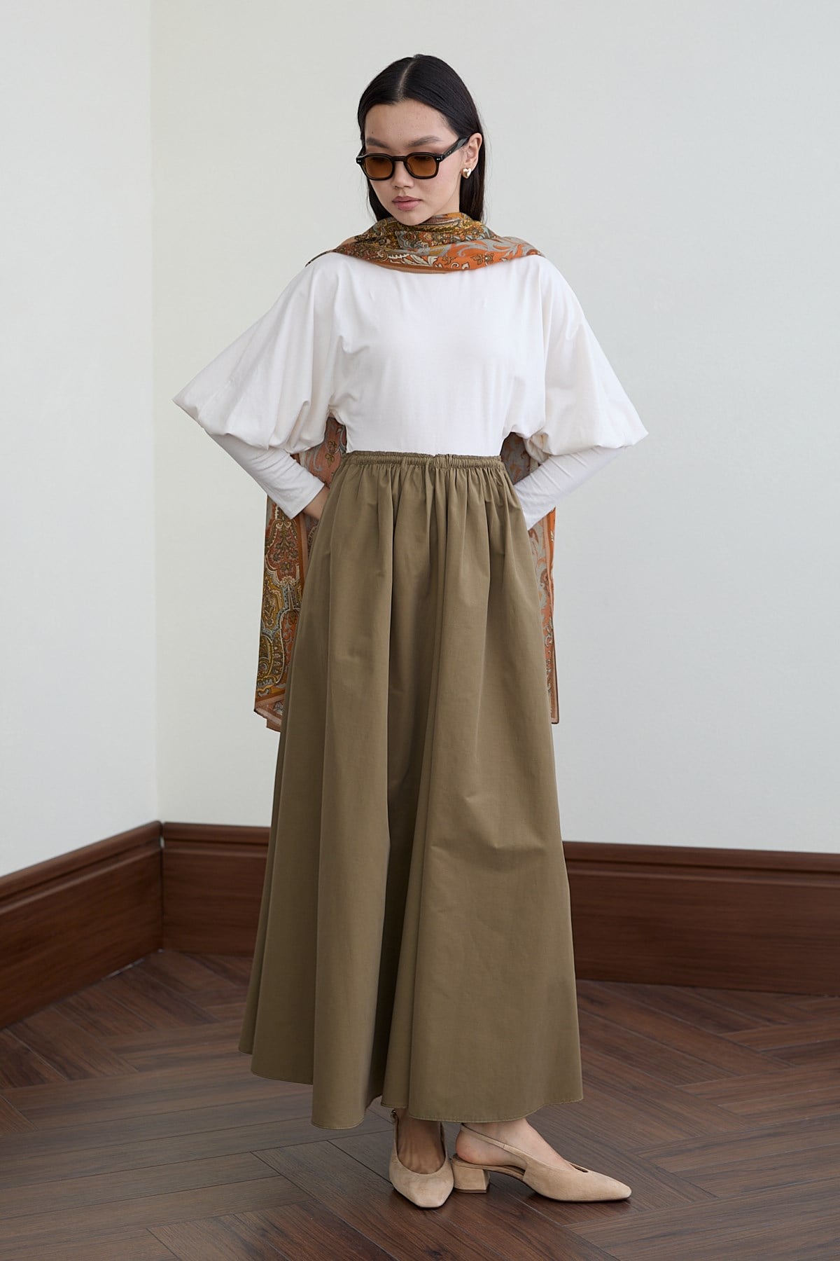 Poplin Etek - HAKİ