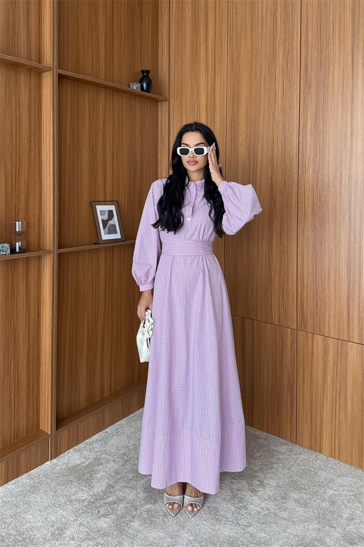 Pötikare Desenli Elbise - PEMBE