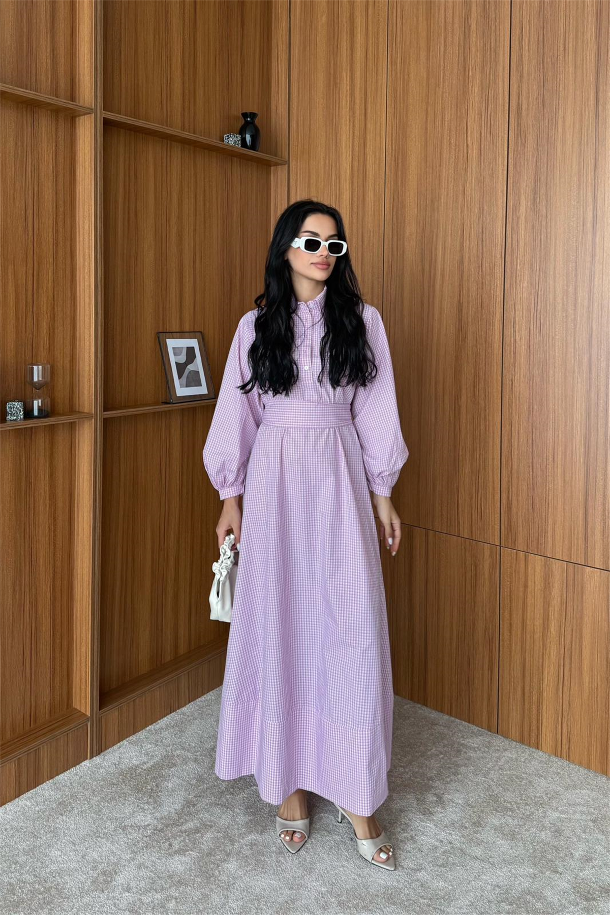 Pötikare Desenli Elbise - PEMBE