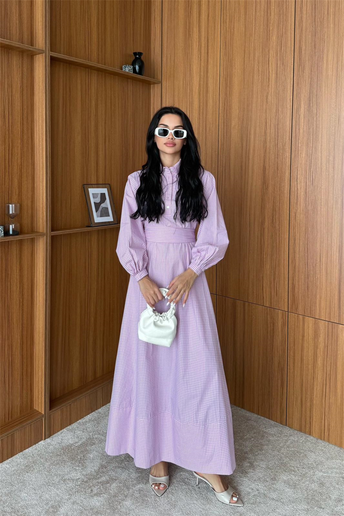 Pötikare Desenli Elbise - PEMBE