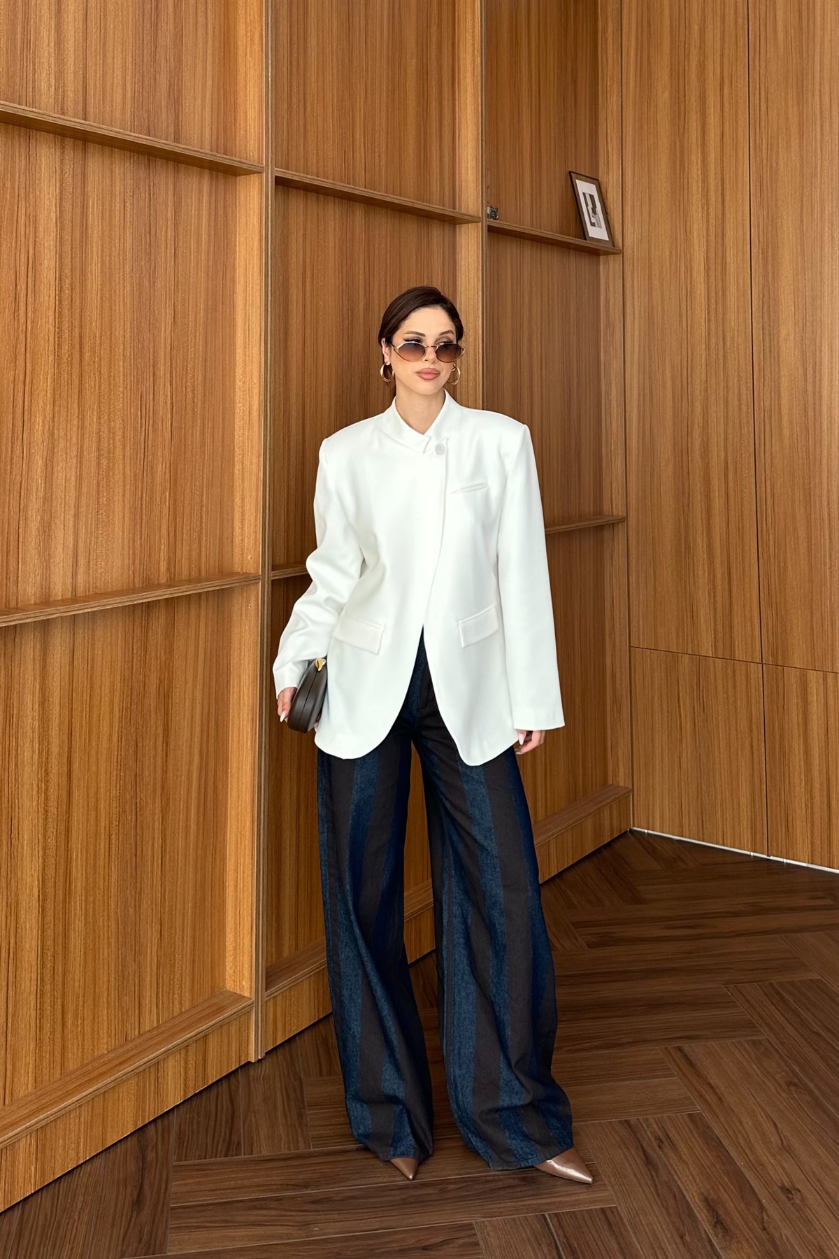 Tek Düğme Detaylı Blazer Ceket - EKRU