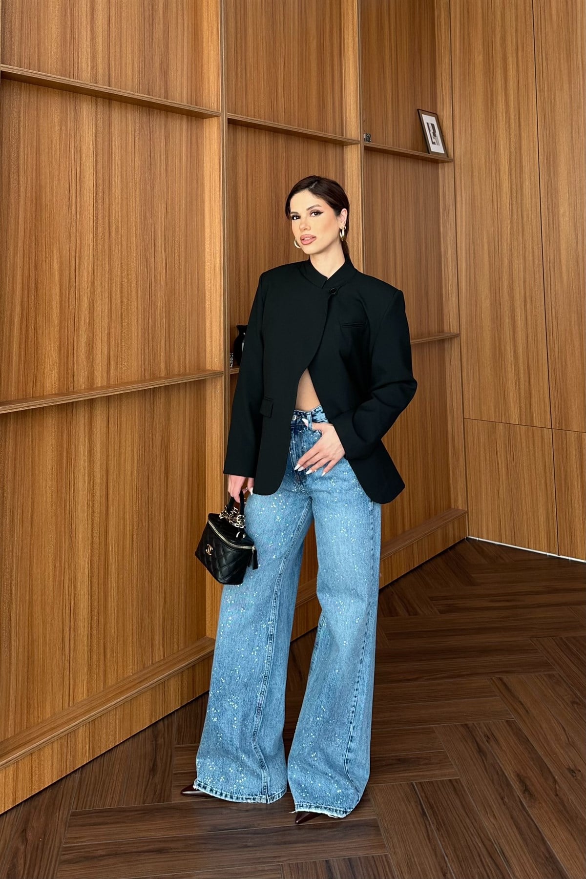 Tek Düğme Detaylı Blazer Ceket - SİYAH