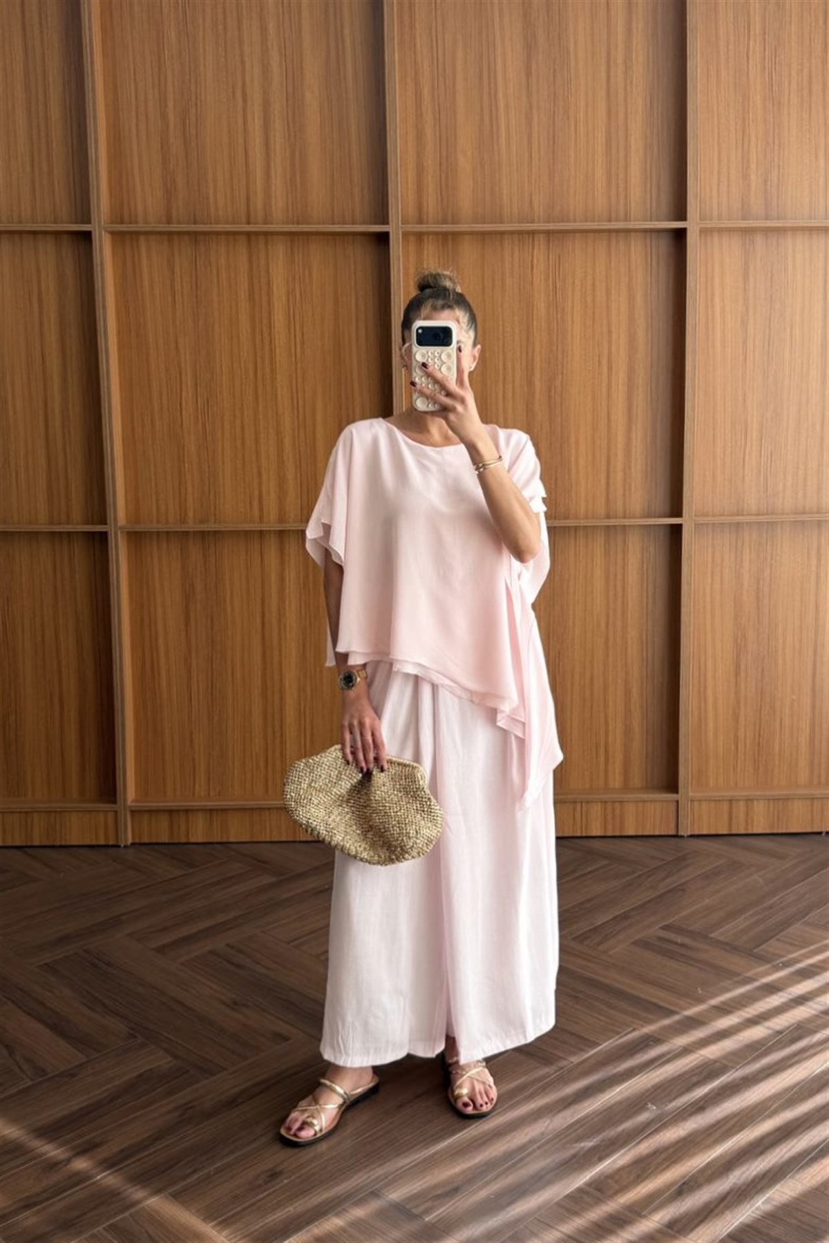 Tensel Etekli Pantolon - PEMBE