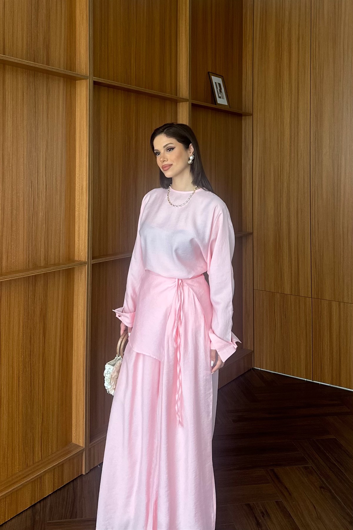 Vera Kemerli Pantolonlu Takım - PEMBE