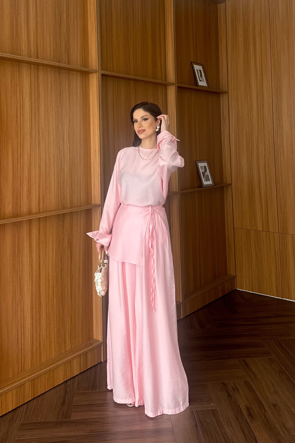 Vera Kemerli Pantolonlu Takım - PEMBE