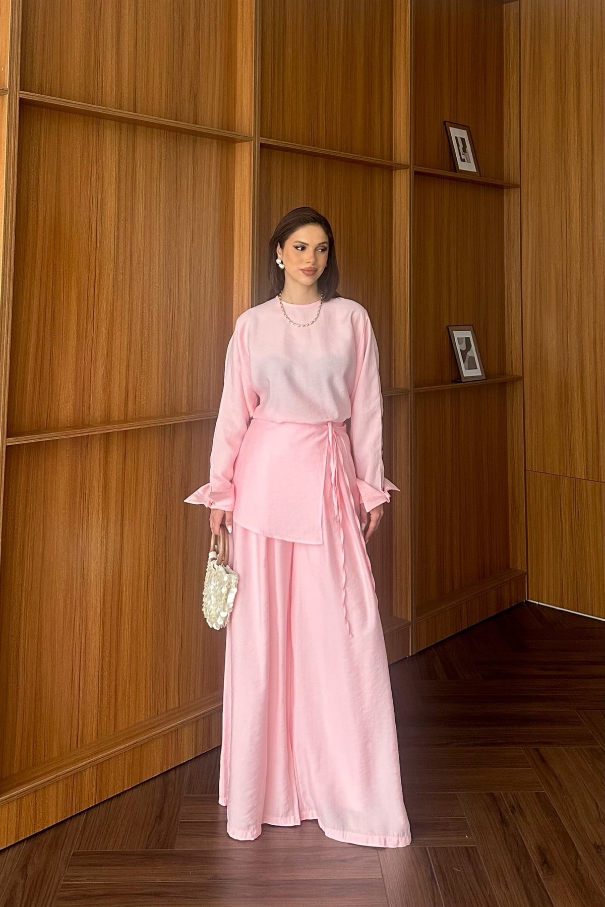 Vera Kemerli Pantolonlu Takım - PEMBE