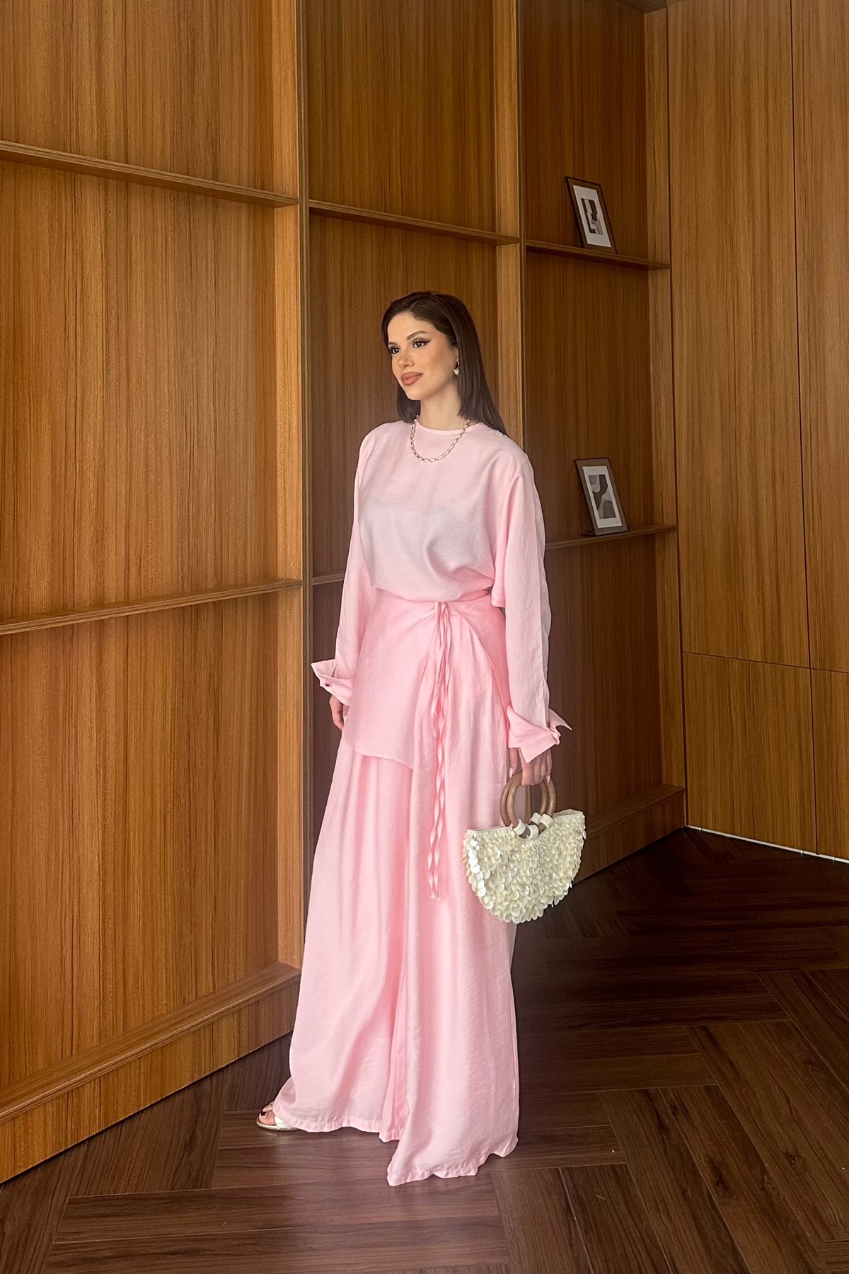 Vera Kemerli Pantolonlu Takım - PEMBE