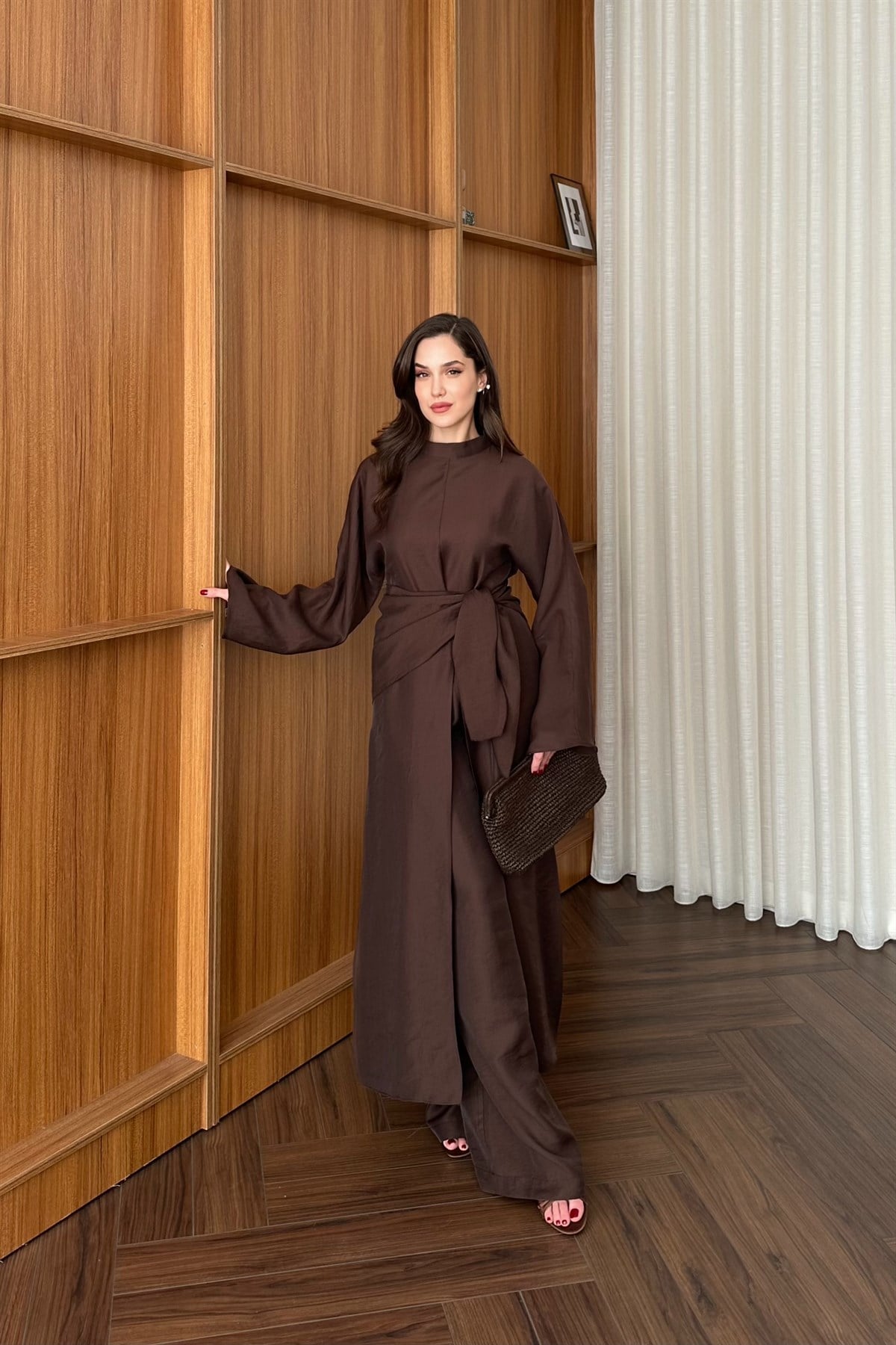 Yırtmaçlı Pantolon takım - KAHVE