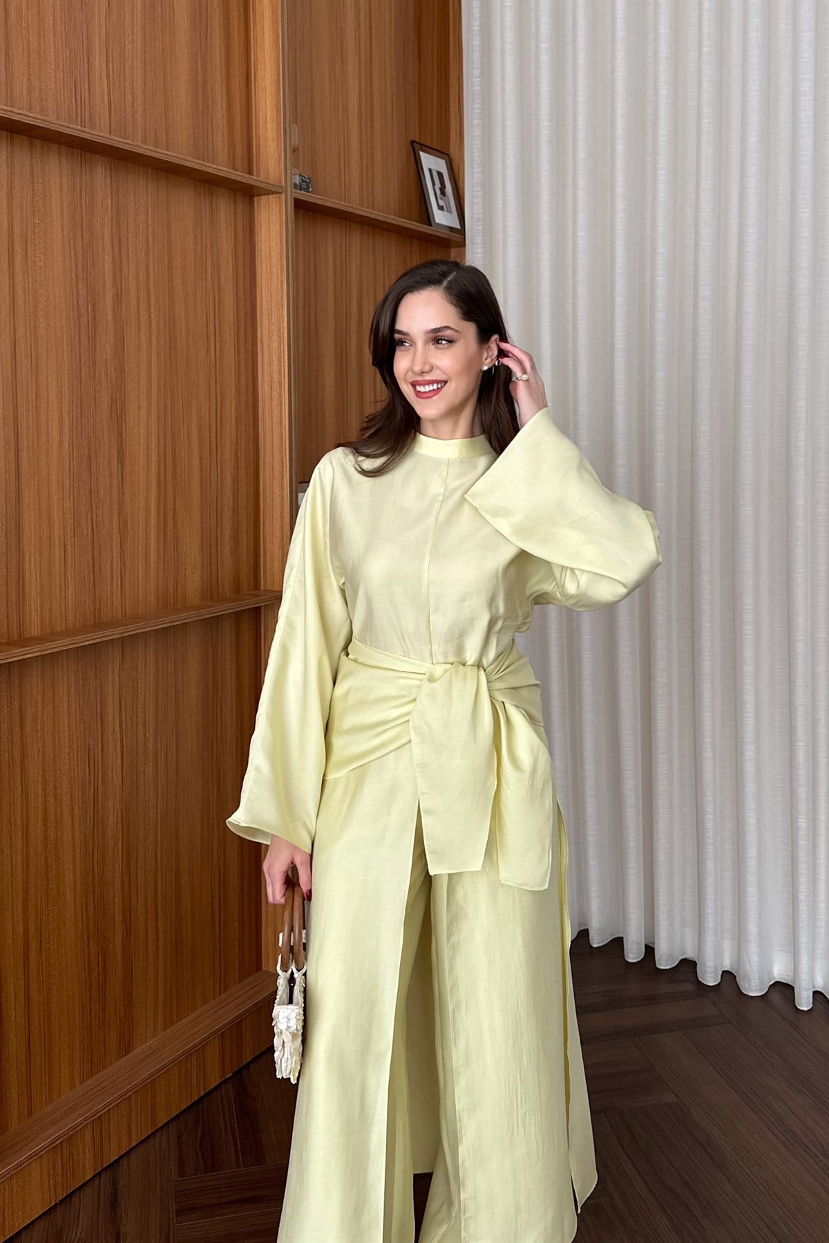 Yırtmaçlı Pantolon takım - SARI