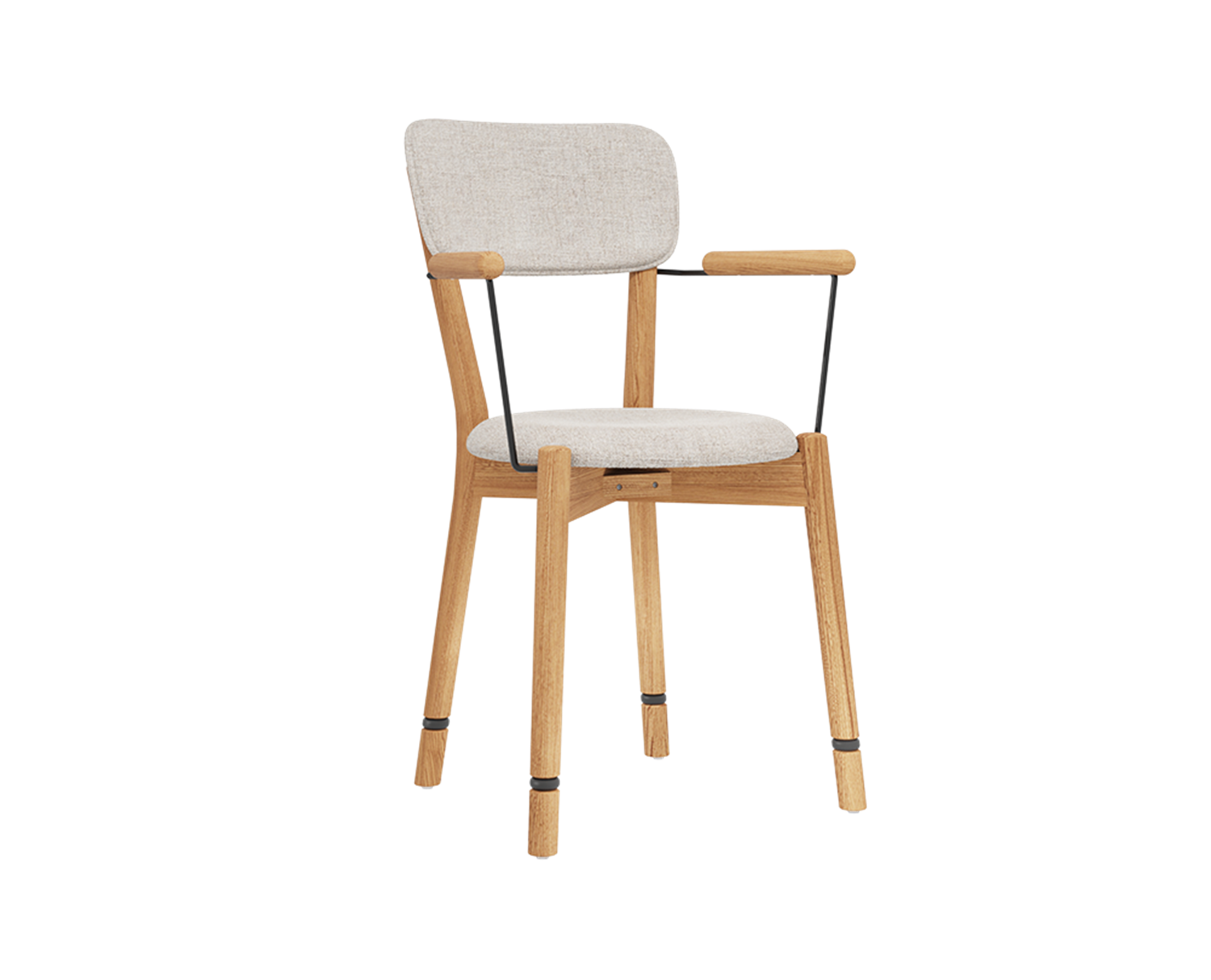 Halka Kolçaklı Sandalye - Bej, Meşe