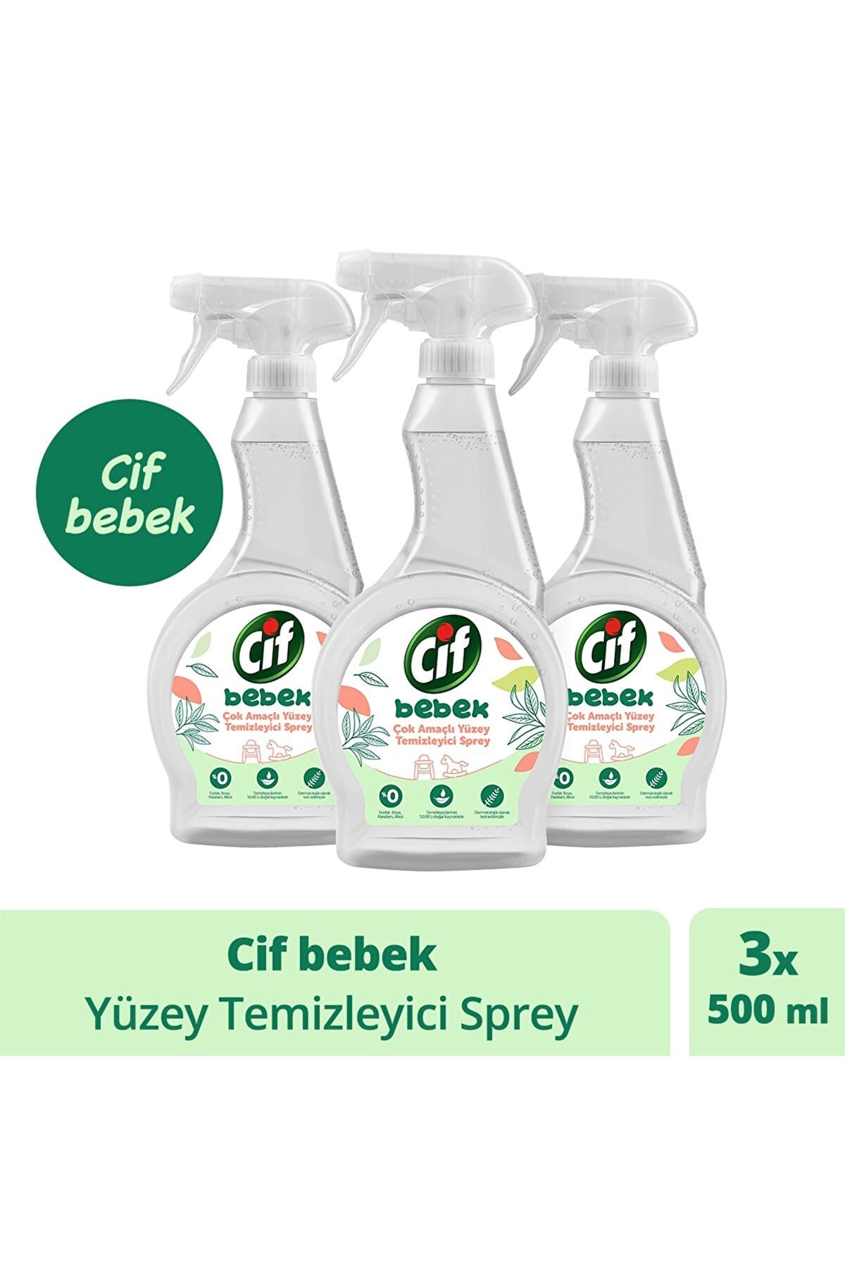 Cif Bebek Çok Amaçlı Yüzey Temizleyici Sprey 500 ml x 3 Adet Cif