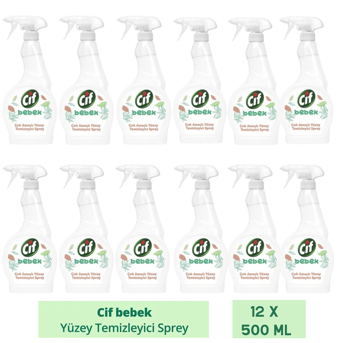 Cif Bebek Çok Amaçlı Yüzey Temizleyici Sprey 12x 500 ml Cif