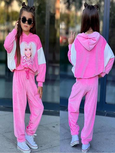 İPEK KİDS BARBİE KAPÜŞONLU 2Lİ TAKIM PEMBE