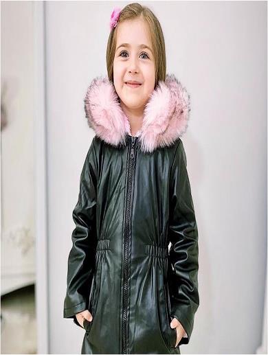 İPEK KİDS Kız Çocuk Giyim Tam Kışlık Ithal Kürklü Deri Mont