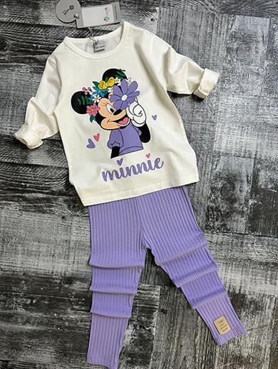 İPEKKİDS MİNNİE FİTİLLİ TAYT TAKIM MOR 