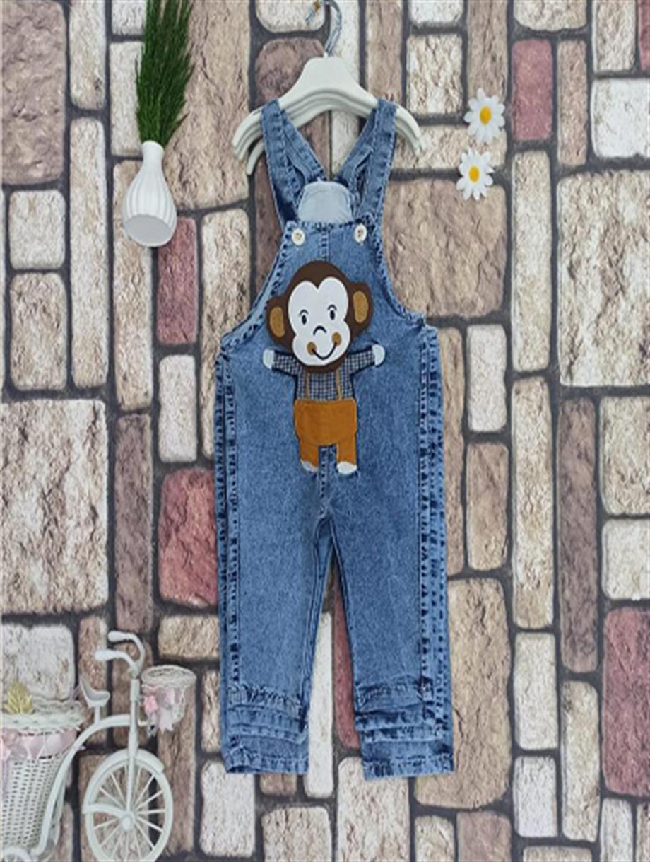 İPEK KİDS MONKEY SALOPET BEYAZ TSHİRT KOMBİN