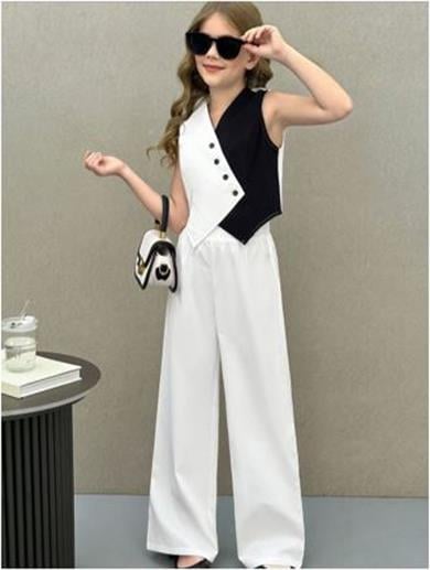 ipekkids Black White Style Gabardin Alt Üst 2li Takım Beyaz