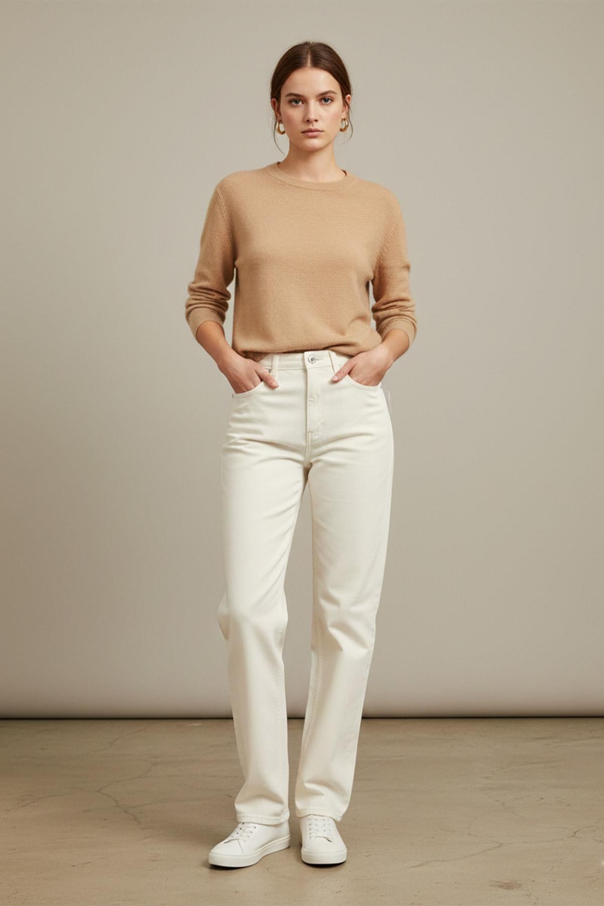 Kadın Basic Denim Pantolon -32273PNT - WHITE