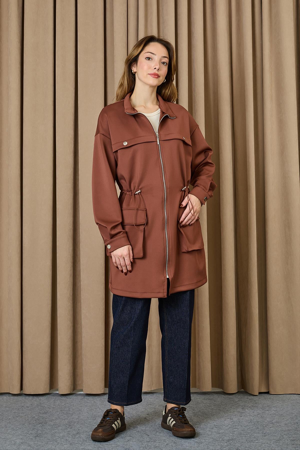 Kadın Beli Tünelli Tunik  -  10723TUN - BROWN