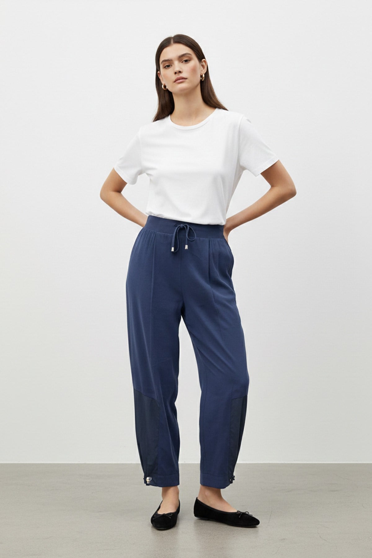 Kadın Bağcıklı Rahat Kesim Pantolon – 18287PNT - NAVY