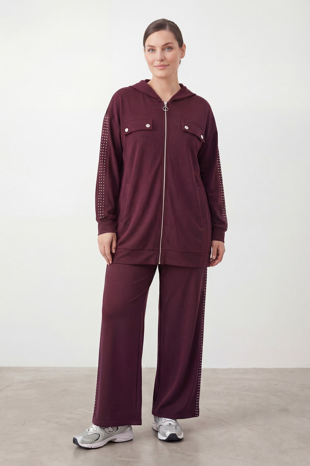 Kadın Kapüşonlu İkili Takım – 19251TKS - BURGUNDY