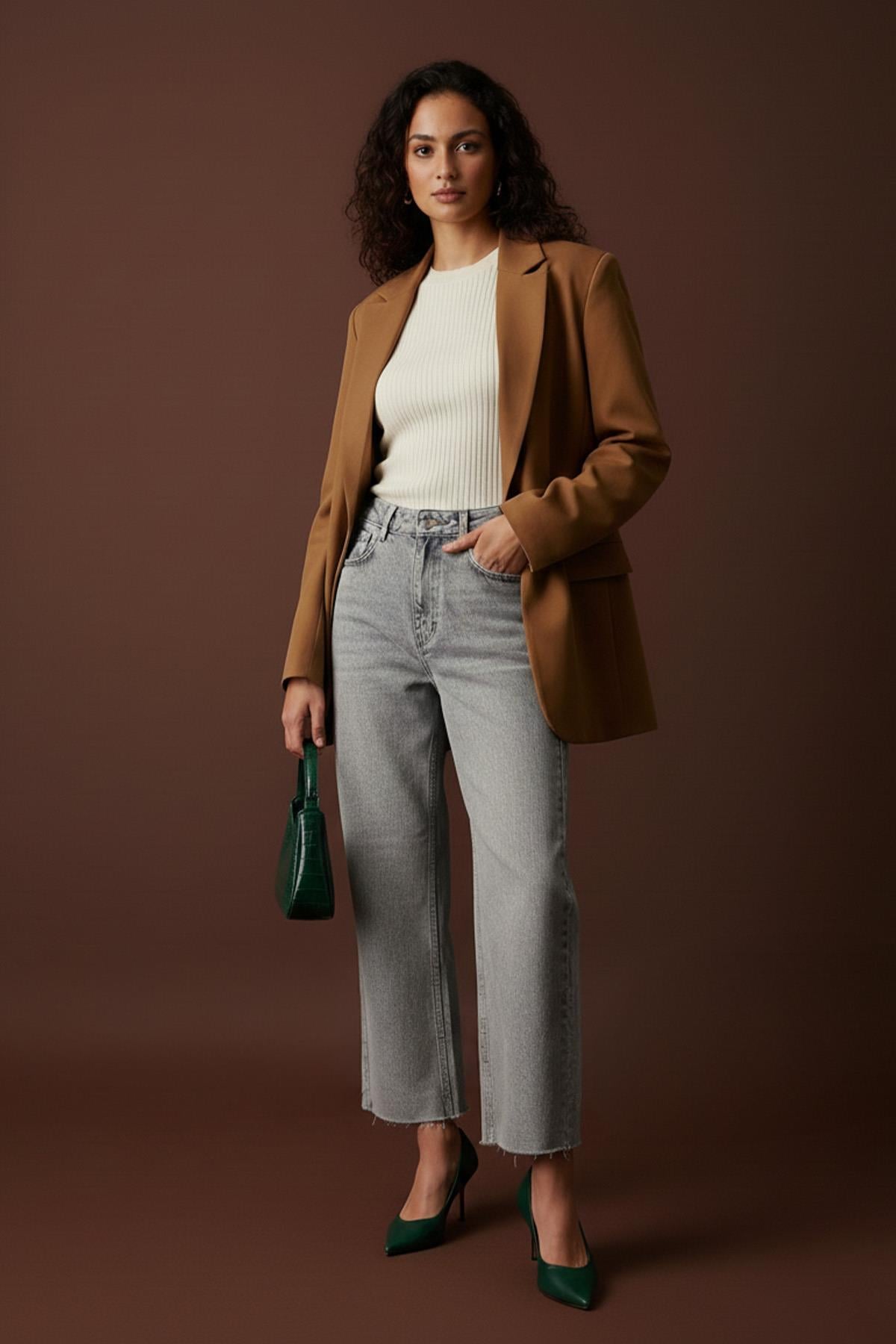 Kadın Basic Denim Pantolon -32196PNT - GREY