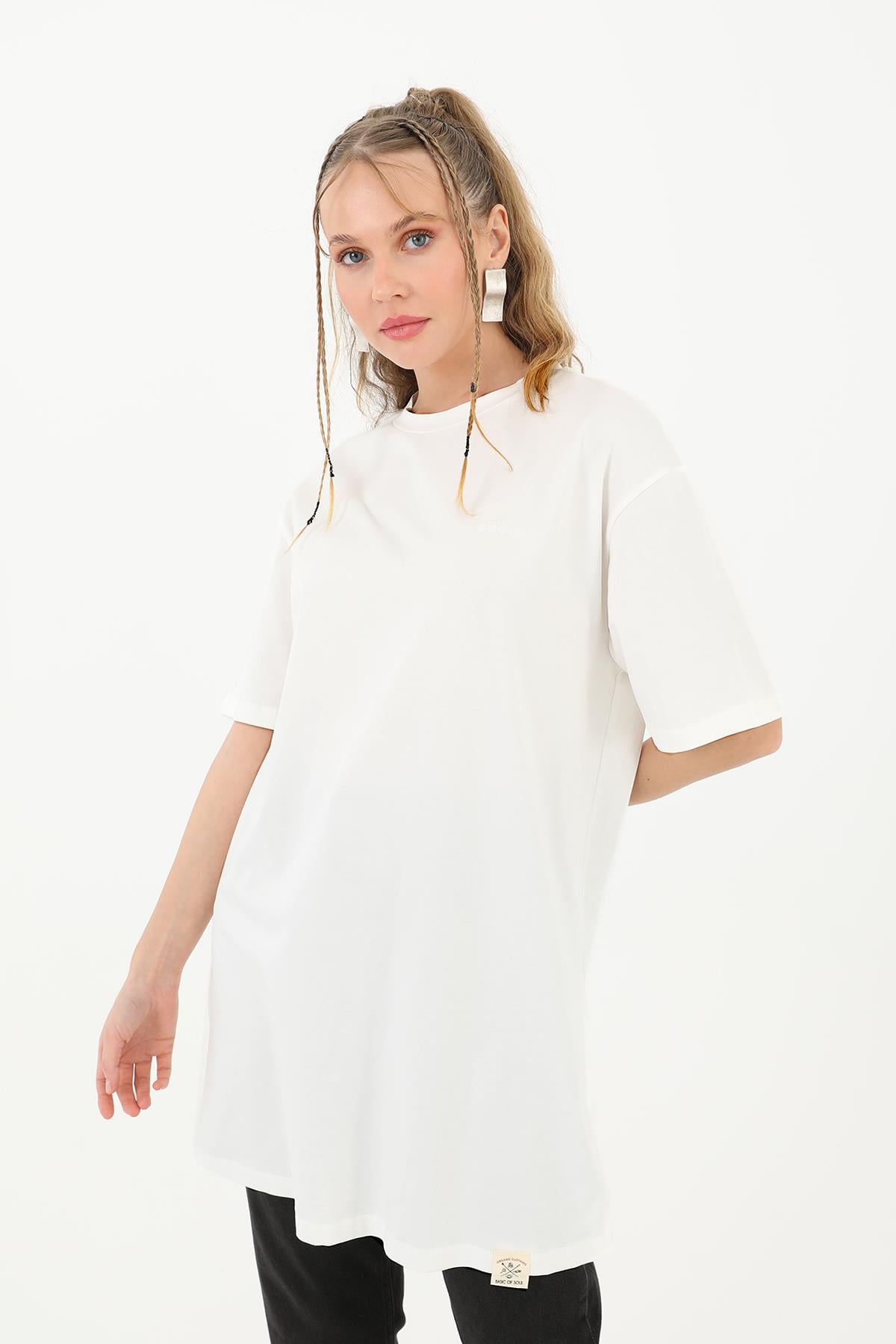 Kadın Basic T-shirt - 30727TSH - ECRU