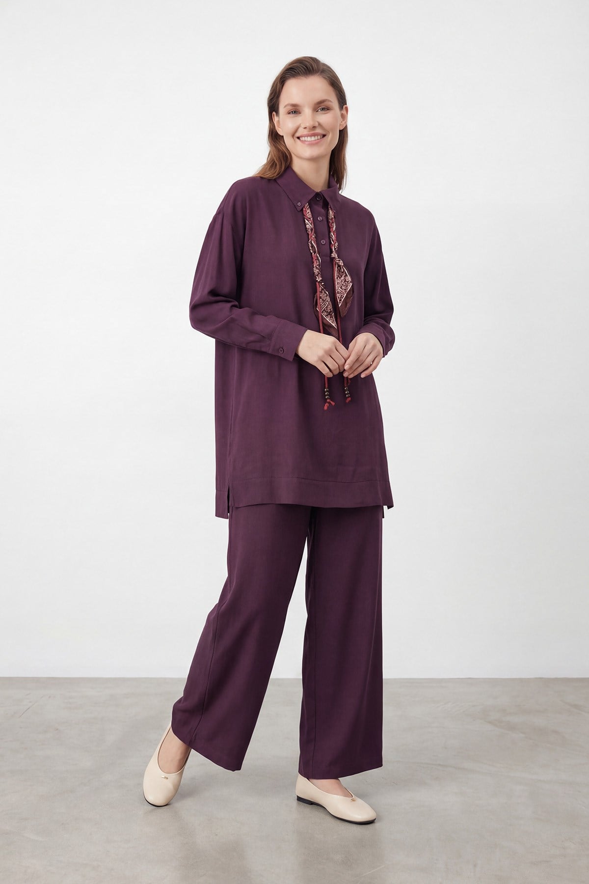 Kadın Fular Detaylı Tunik Pantolon Takım – 14478TKS - DAMSON