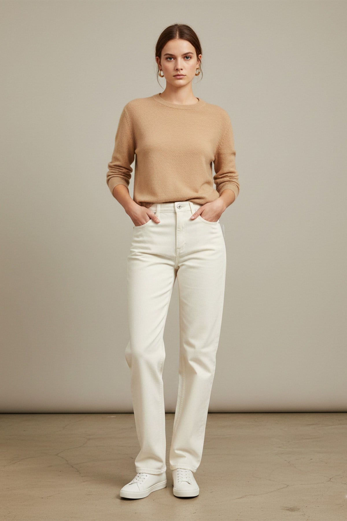 Kadın Basic Denim Pantolon -32273PNT - Beyaz Pantolon Soul 