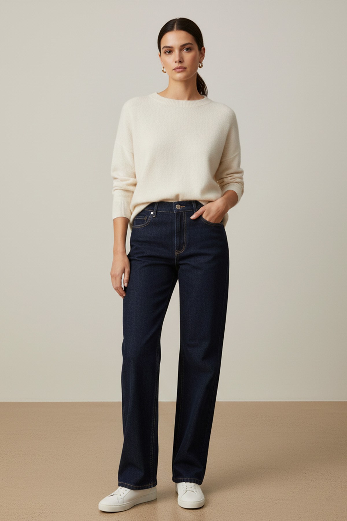 Kadın Basic Pantolon -32194PNT - Koyu Mavi Pantolon Soul 