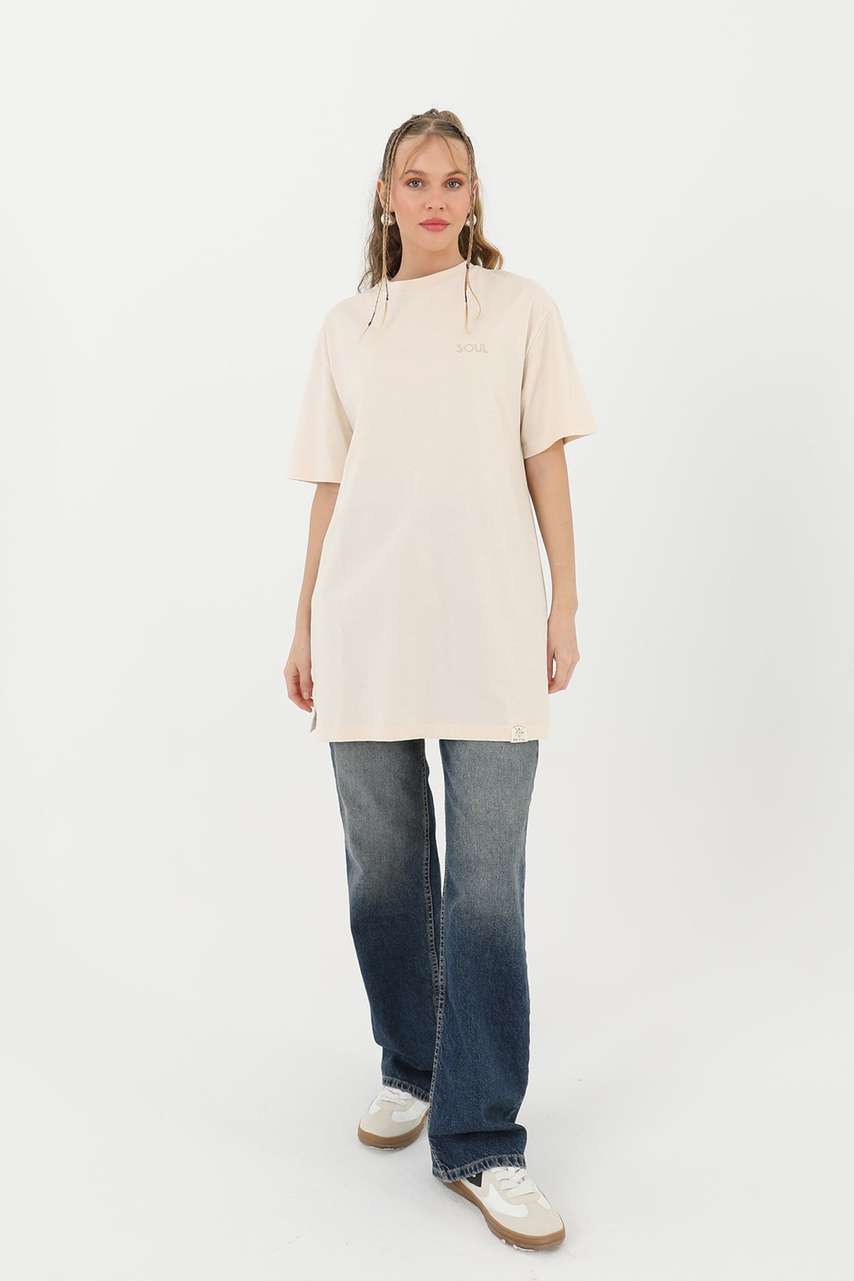 Kadın Basic T-shirt - 30727TSH Bej Tshirt Soul 