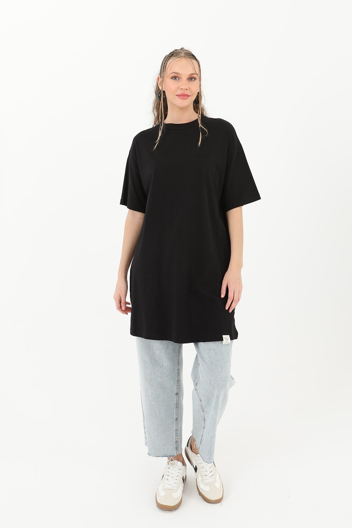 Kadın Basic T-shirt - 30727TSH Siyah Tshirt Soul 