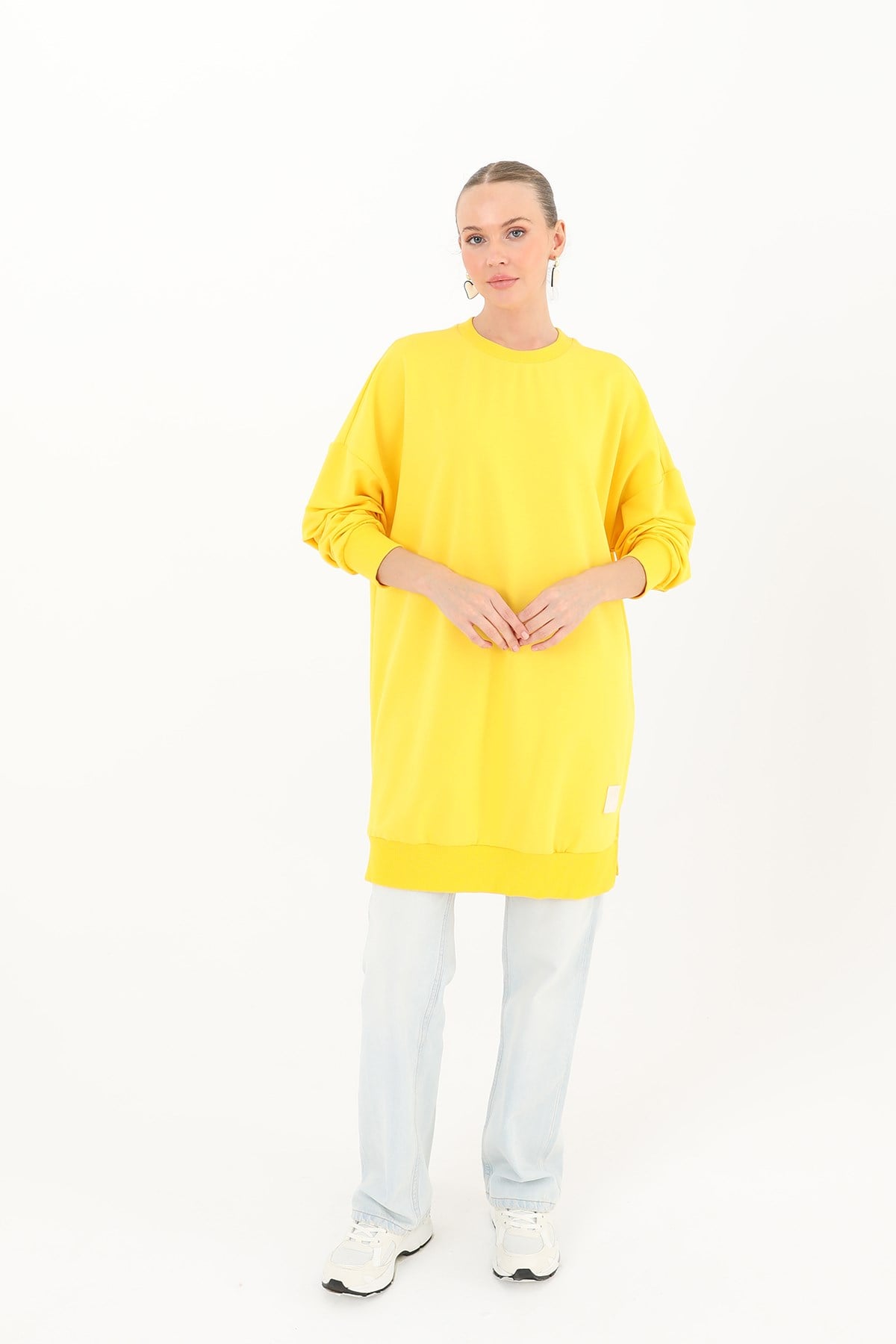 Kadın Basic Tunic - 30644TUN Sarı Tunik Soul 