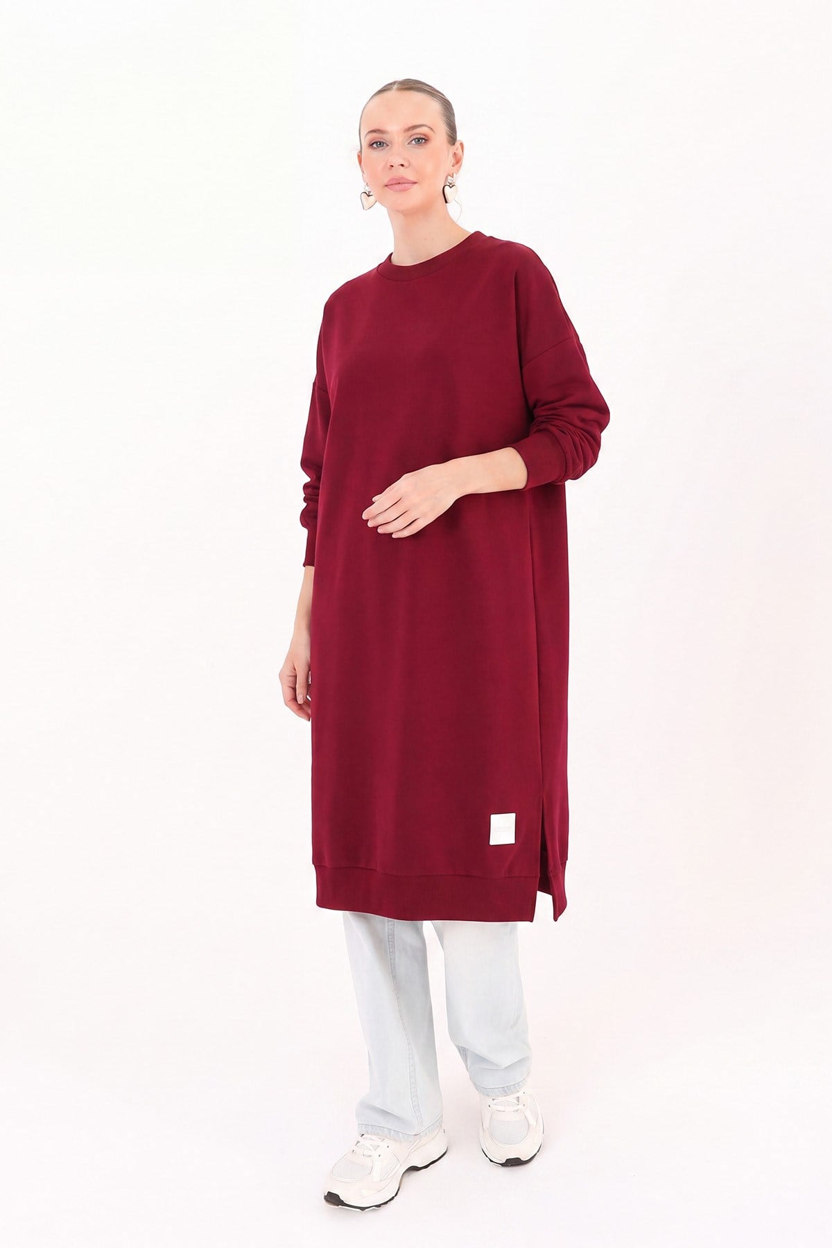 Kadın Basic Tunic - 30645TUN Bordo Tunik Soul 