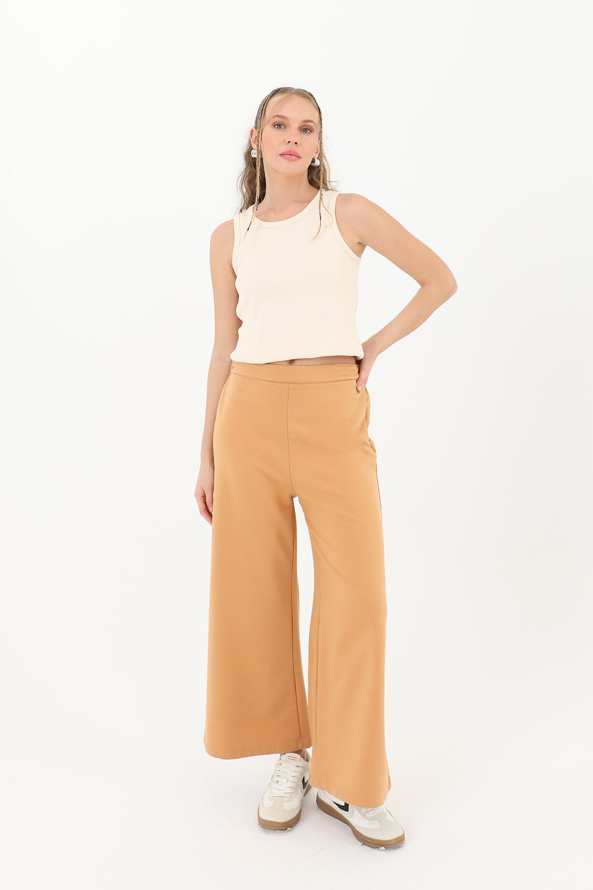 Kadın Geniş Paça Pantolon - 30007PNT - Deve Tüyü Pantolon Soul 