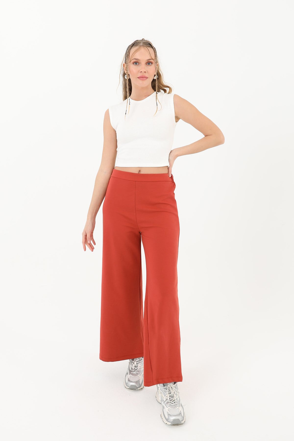 Kadın Geniş Paça Pantolon - 30007PNT - Kiremit Pantolon Soul 