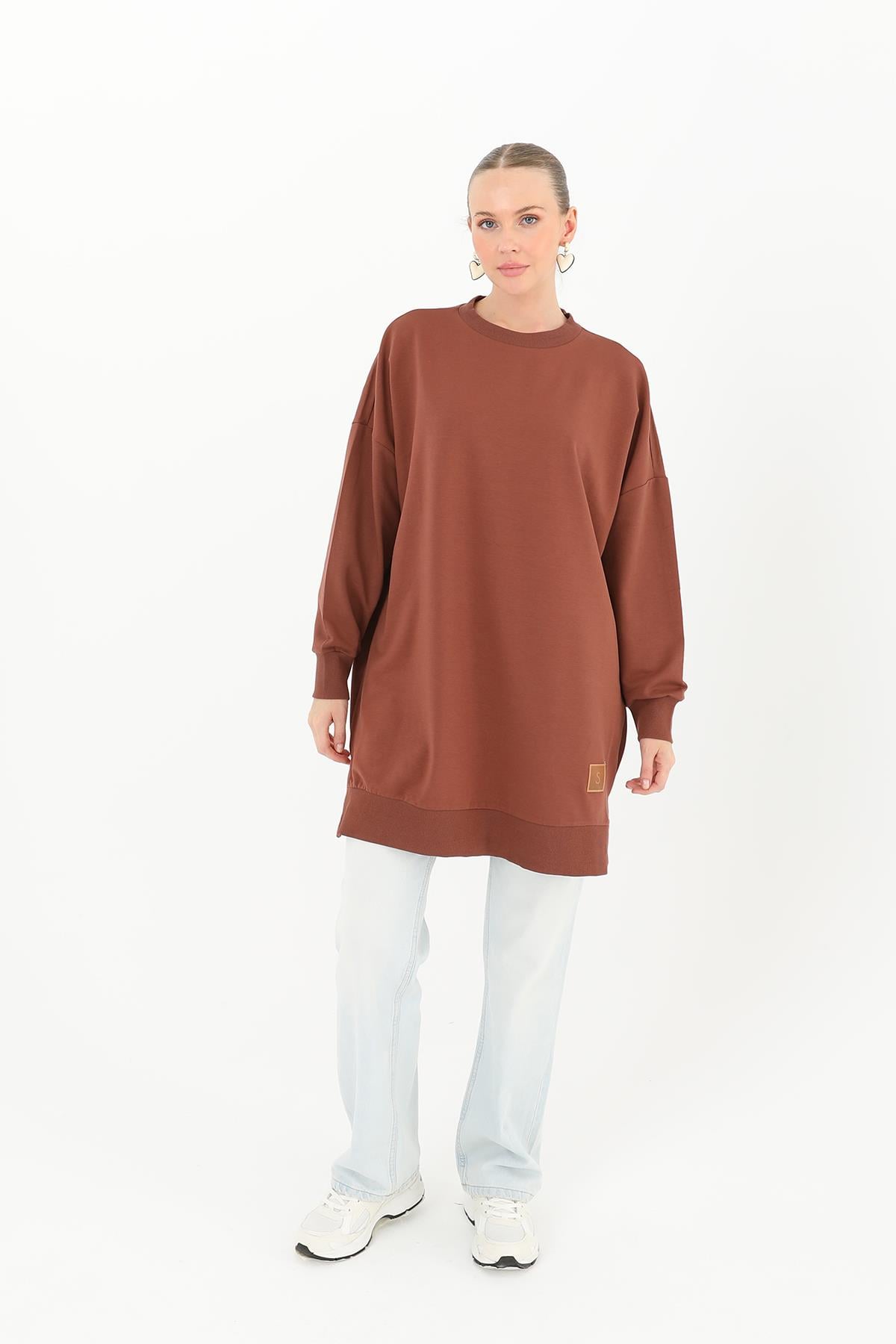 Kadın Basic Tunic - 30644TUN - BROWN