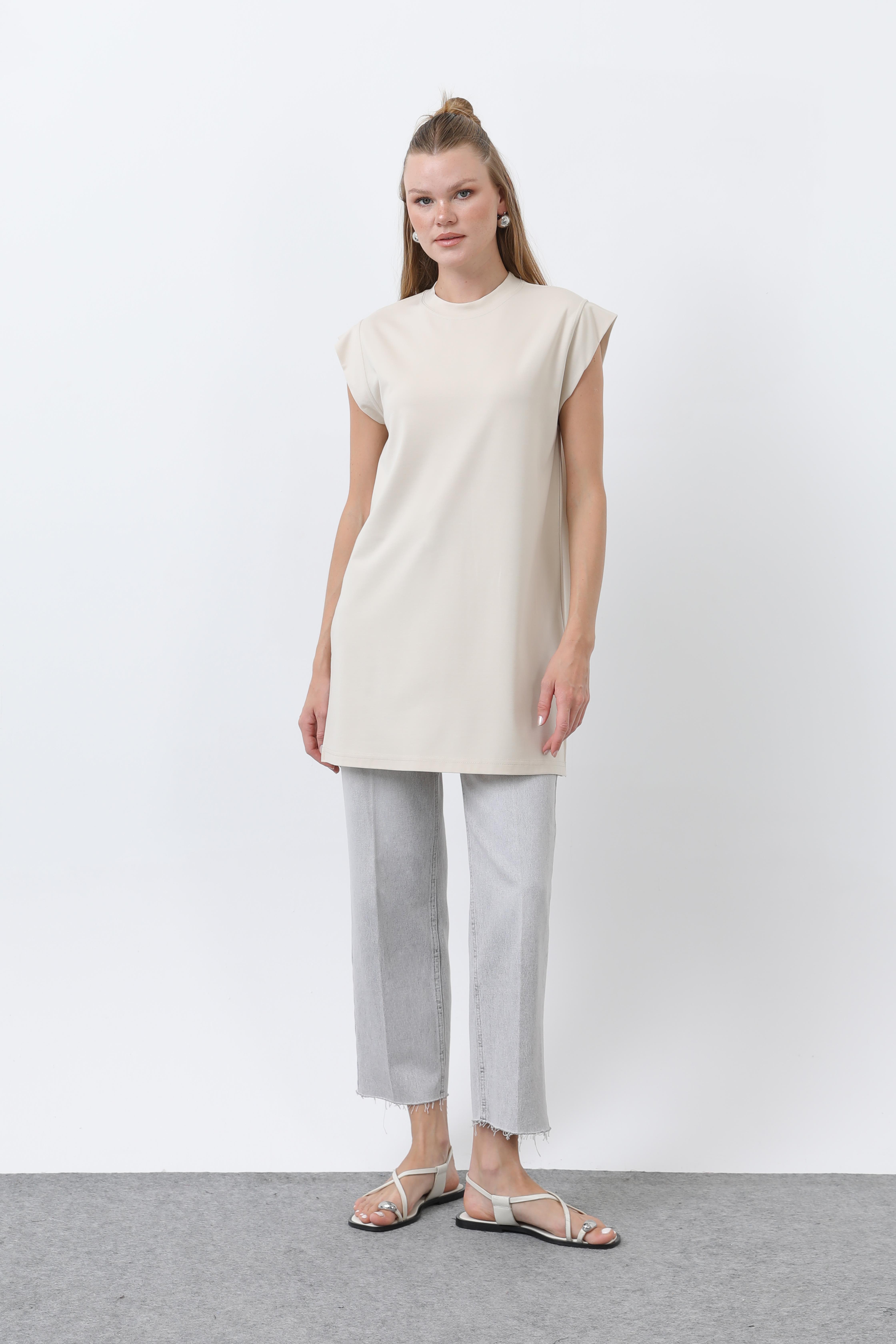 Kadın Kolsuz Uzun İçlik - 40008TSH - BEIGE