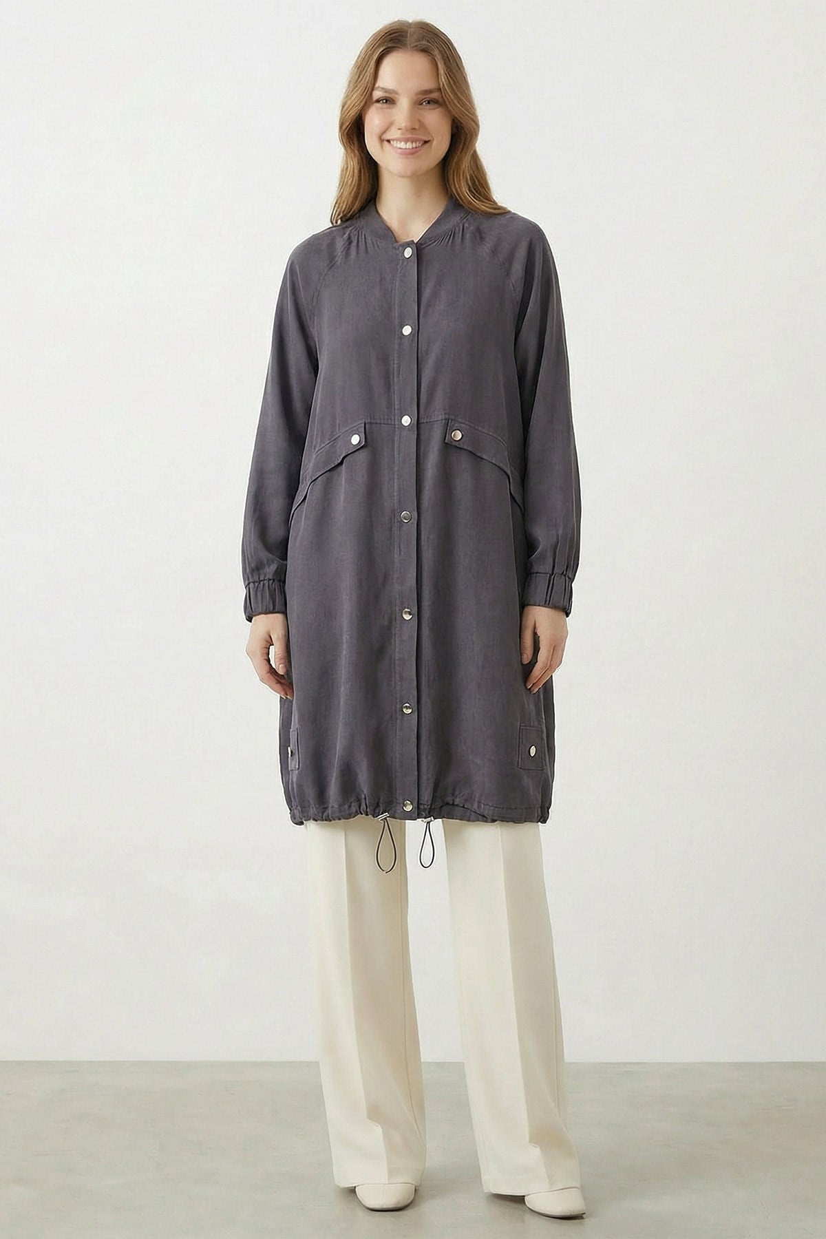 Kadın Düğme Detaylı Modal Kap - 15259KAP - BROWN