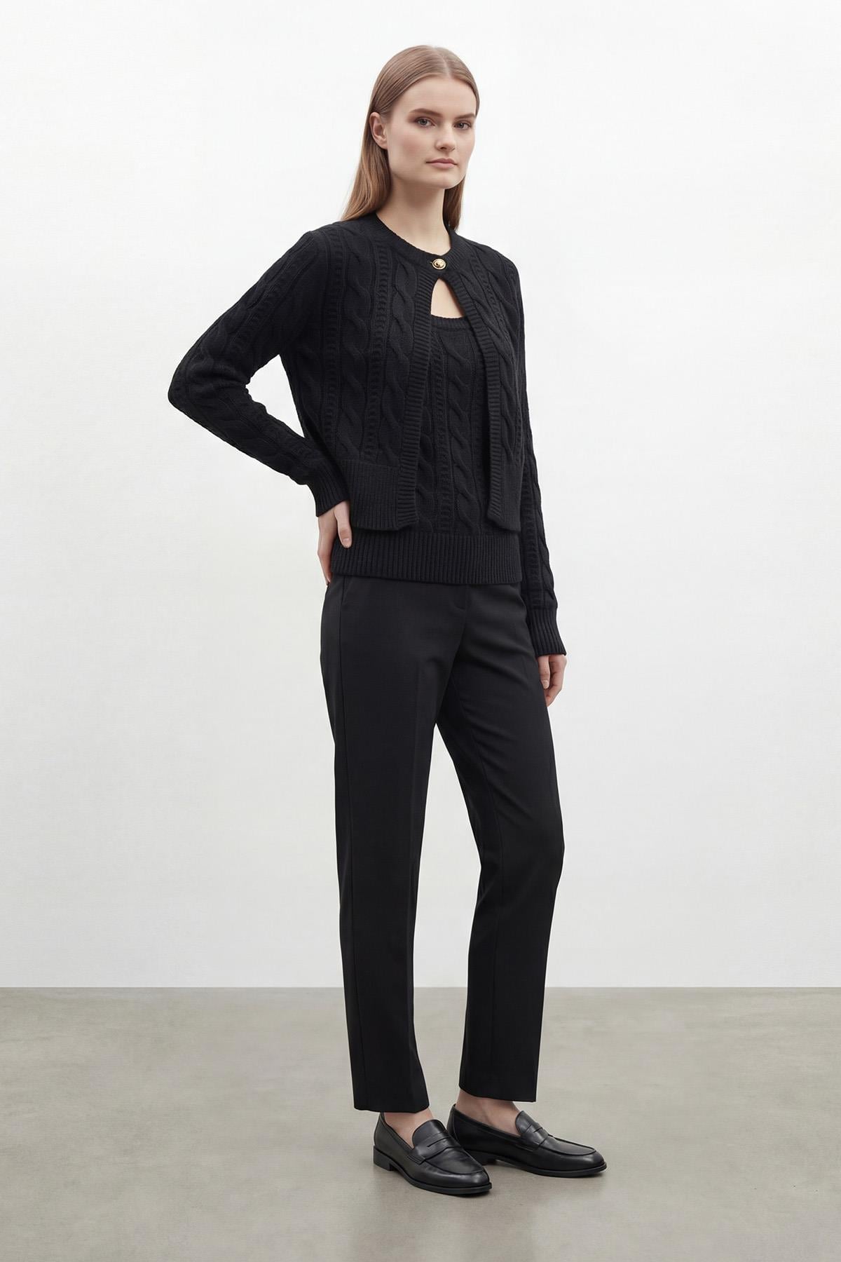 Kadın Örme Üst Ve Alt Takım  - 31778TKS - BLACK