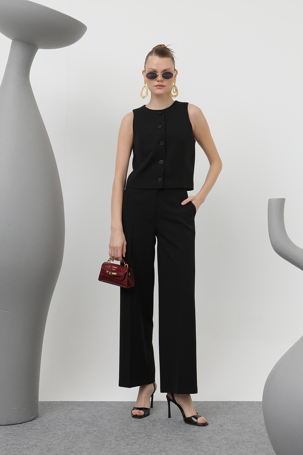 Kadın Basic Sıfır Kol Yelek - 32153YLK - BLACK