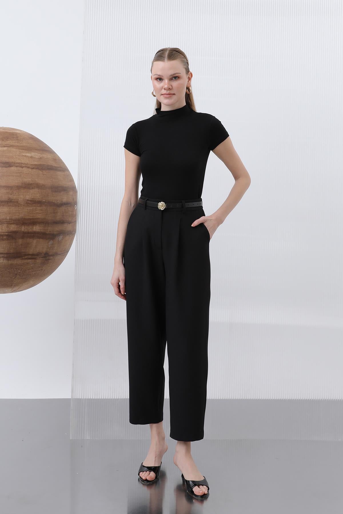 Kadın Kısa Kollu Boğazlı İçlik - 40004BLZ - BLACK