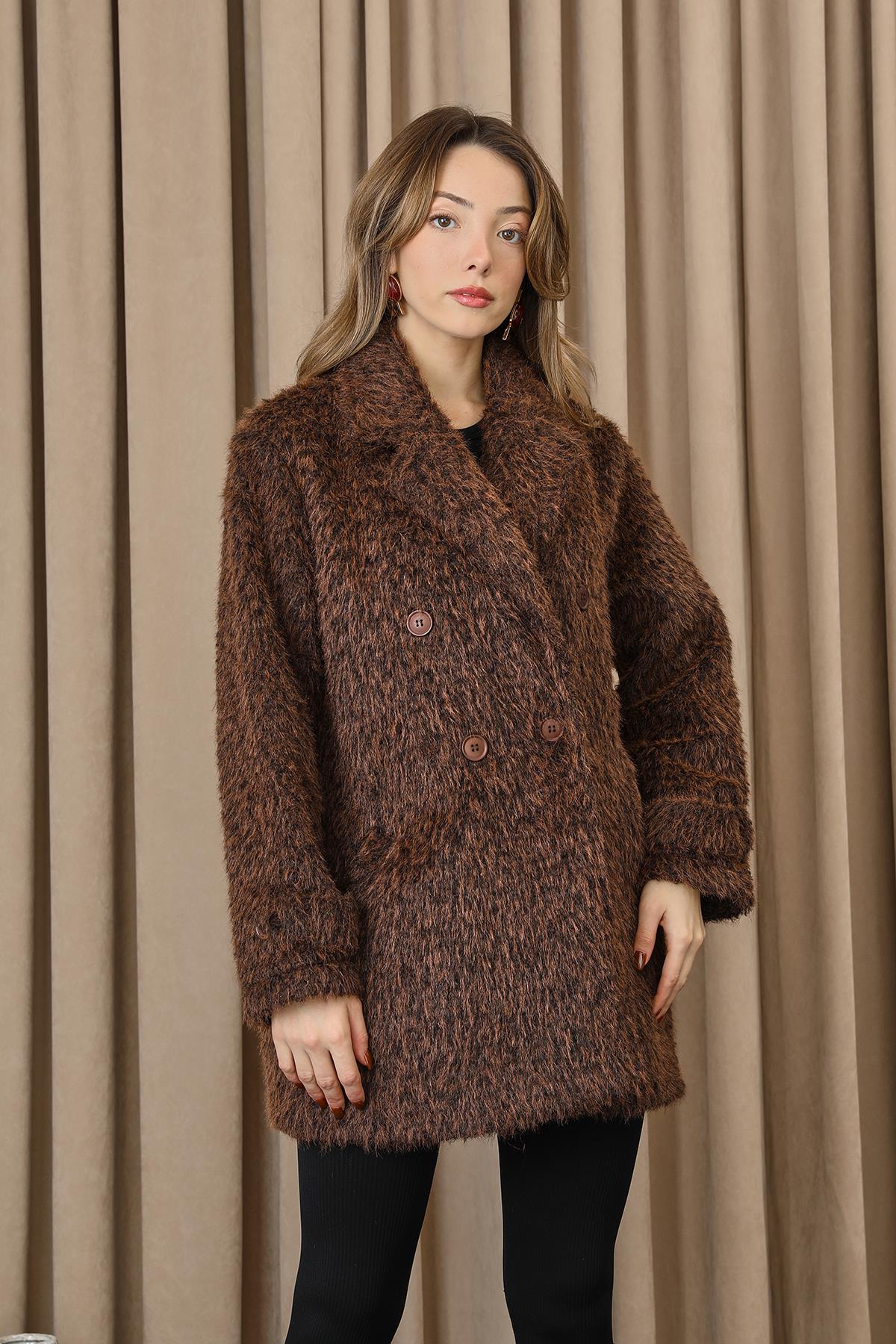 Kadın Kırçıllı Kaban  -  32422KBN - BROWN