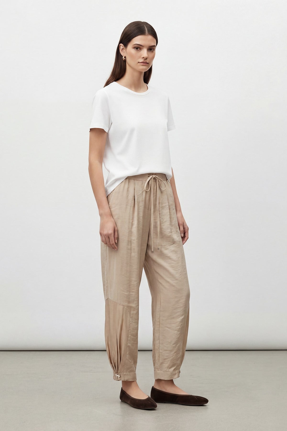 Kadın Bağcıklı Rahat Kesim Pantolon – 18287PNT - MINK