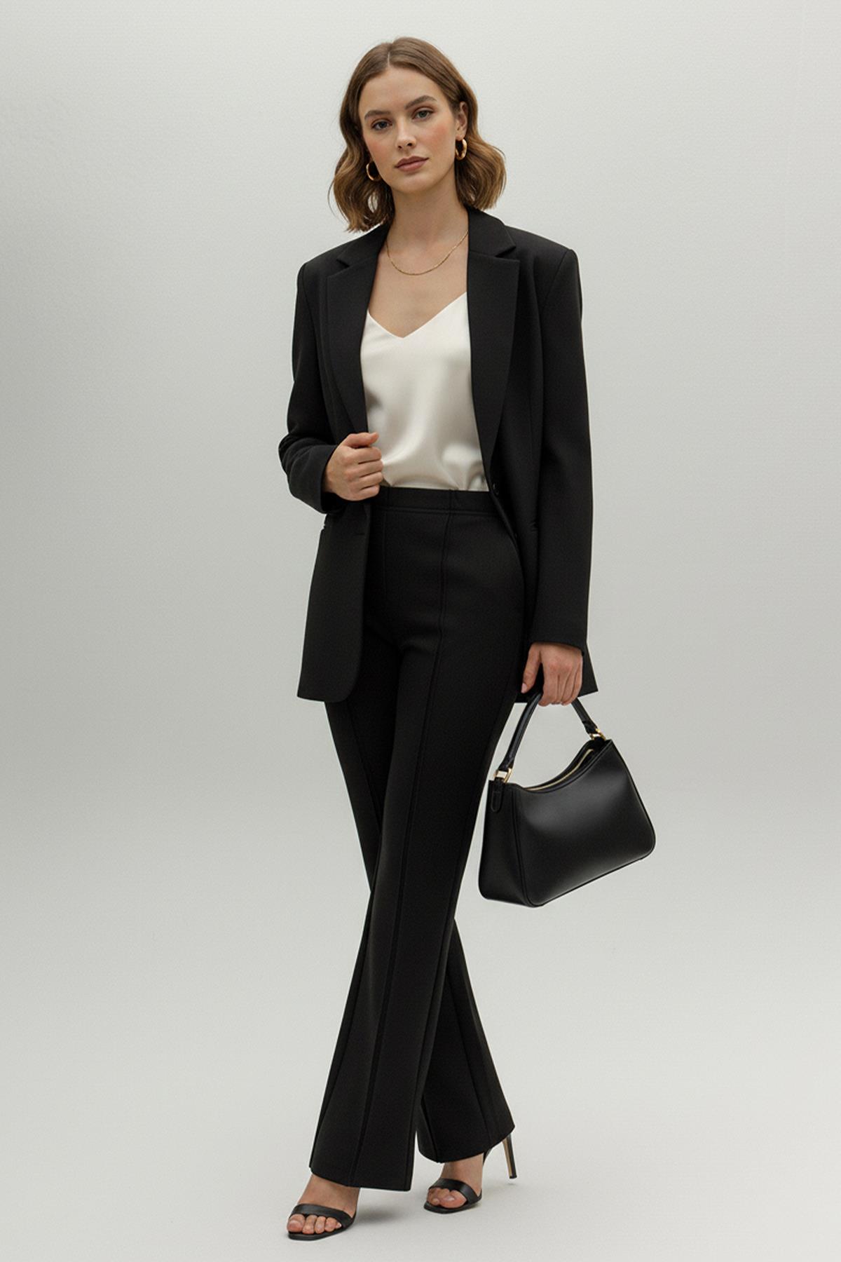 Kadın Dikiş Detaylı Pantolon - 18268PNT - BLACK