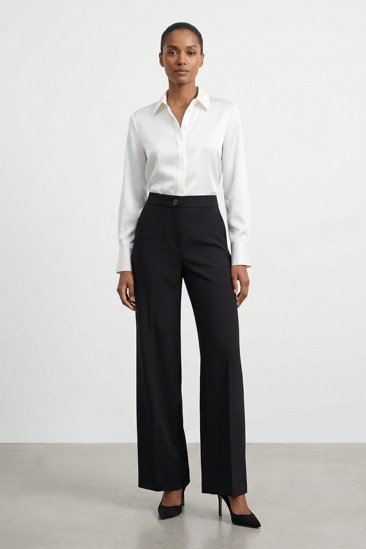 Kadın Yüksek Bel  Geniş Paça Pantolon – 18298PNT - BLACK