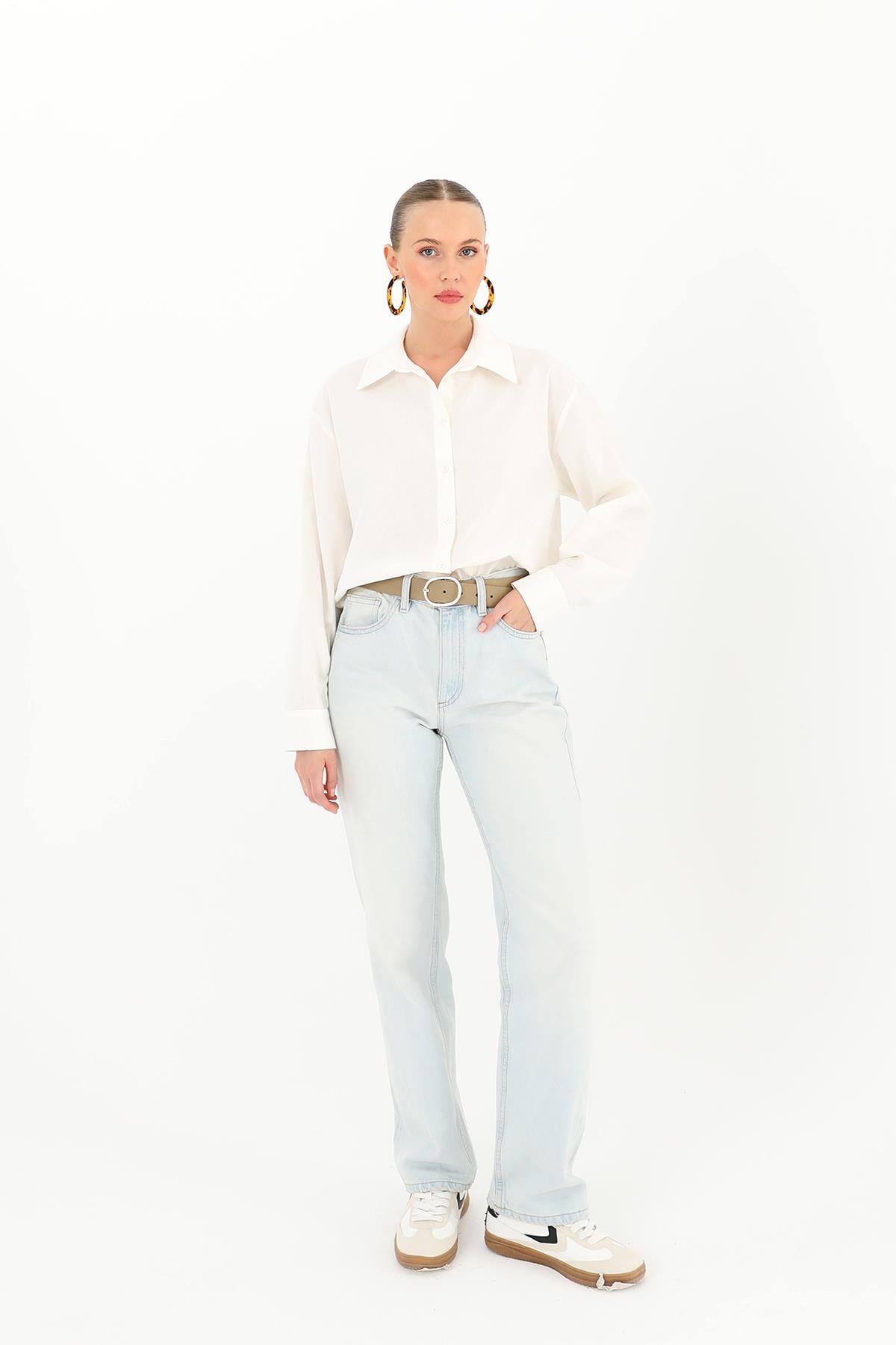 Basic Gömlek - 32102GML - ECRU